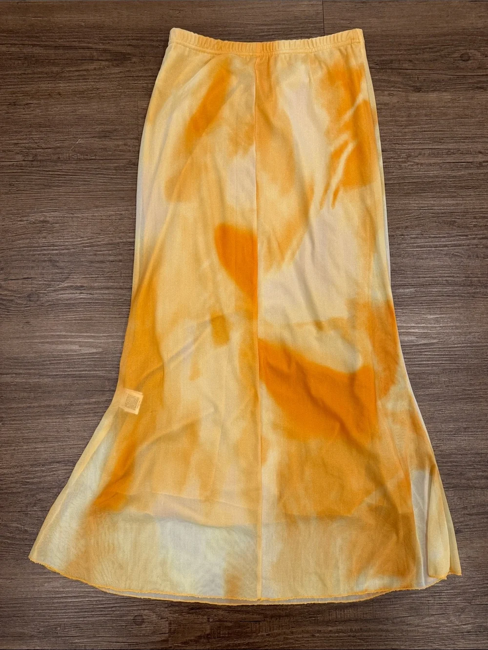 Yellow Orange Tie-Dye Mesh Skirt Size Medium